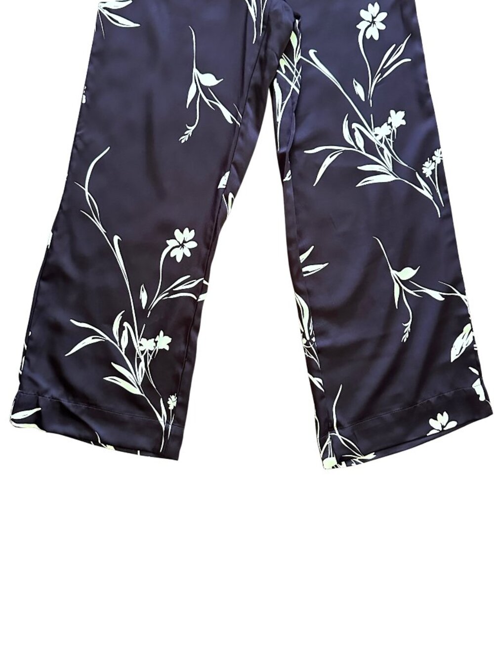 NWT a new day Chocolate Brown Wide-Leg Floral Pants with Cream Print XS - Picture 8 of 10